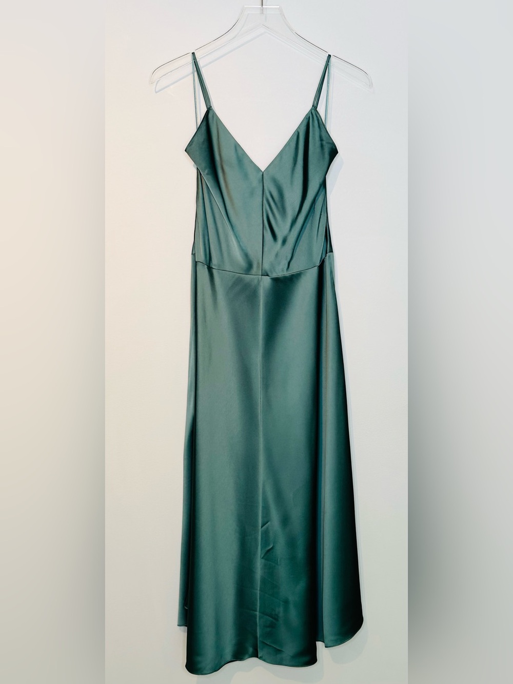 Vince Moss Green Satin Slip Midi Dress